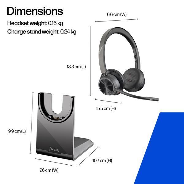 Poly Voyager 4320-M HS + BT700 + Charging Stand Stereo (77Z32AA) 7732 фото